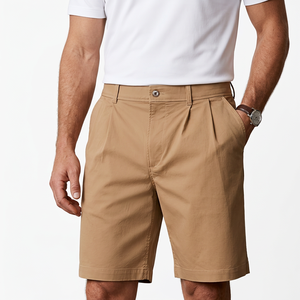 Pantalones Bermuda Caqui para Hombre, Ecológicos, de Algodón Peinado, Color Sólido, Cierre de Botón Frontal, Casuales, Cintura Media, Tejidos - Product Image 4