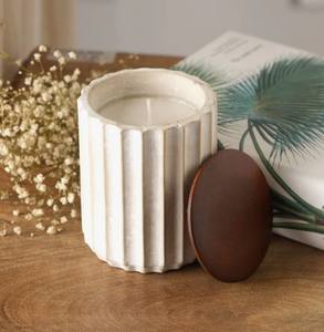 Pot à bougie rond en céramique fait main avec couvercle, récipient décoratif pour bougies, pour la décoration intérieure, l'aromathérapie, Noël, faible MOQ - Product Image 1