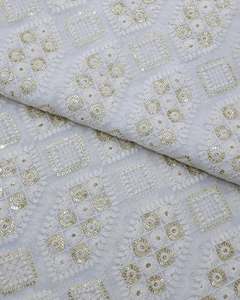 African Sequin Lace Fabric Beaded Embroidery Mesh Fabric Party Wear Wedding Dress Fabric Wholesale - Product Image 2