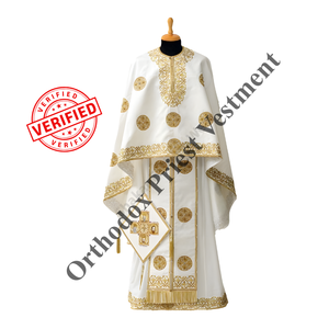 Ensemble de Vêtements Sacerdotaux Orthodoxes Brodés Couleur Personnalisée Phelonion Epitrachelion Epigonation Epimanikia Zone Qualité Supérieure - Product Image 2
