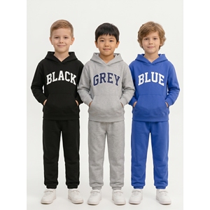 Conjunto de Sudadera con Capucha y Pantalones Deportivos de Forro Polar Grueso al por Mayor, Trajes Deportivos Personalizados para Niños - Product Image 2