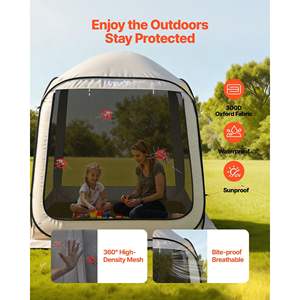 Beige 6 X 6 ft Pop-Up Screen House <b>Tent</b> <b>for</b> 4-6 People Portable Screened Canopy Carry Bag Netting Sides Ground Stakes <b>for</b> <b>Garden</b> - Product Image 6