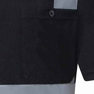 T-shirt de sécurité réfléchissant fluorescent noir pour homme, vêtements de travail haute visibilité, manches courtes avec poche poitrine, 100% coton respirant - Product Image 6