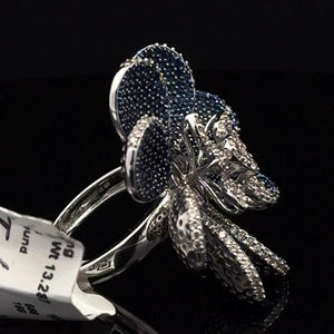 แหวนค็อกเทลเพชรธรรมชาติทรงดอกไม้สุดหรู ดีไซน์เนอร์จิวเวลรี่ ทองคำขาว 14 กะรัต |   เพชรชีทัล - Product Image 4