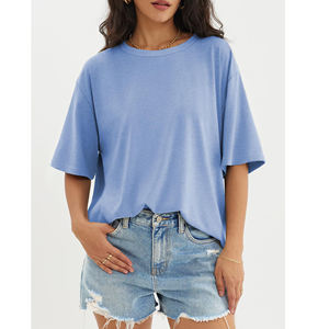 Womens Oversized T Shirt Short Sleeve Solid Color Loose Fit Casual Streetwear Soft Breathable Summer Comfortable Tee - Product Image 5