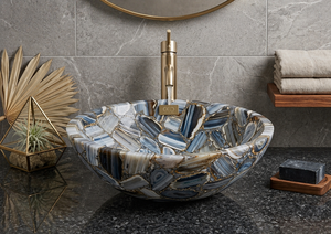 Lavabo en améthyste, lavabo en quartz rose, lavabo en œil de tigre, lavabo en onyx, lavabo en malachite, lavabo en bois pétrifié - Product Image 2