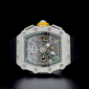 Montre de grande taille Jumbo Iced out avec bracelet en caoutchouc de qualité supérieure, diamants Moissanite couleur D VVS 1, mouvement automatique à quartz. - Product Image 1