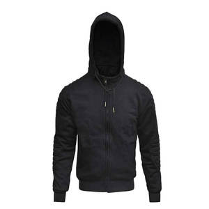 Sweat à capuche zippé noir pour homme, personnalisé, haute qualité, en polyester tricoté, avec capuche amovible, coupe-vent et épais - Product Image 2