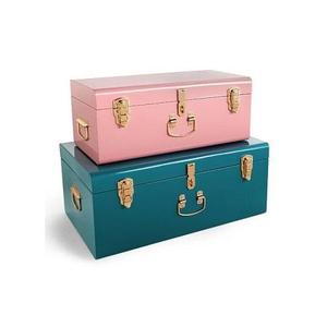 Zero Waste Box Gray <b>Metal</b> <b>Storage</b> <b>Trunks</b> Hinged Lid Stackable Design for Sundries Organization 1 Layer Industrial Style - Product Image 3