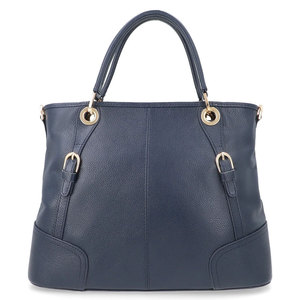 Salva Leather Genuine Leather Softback Handbag Detachable Arcuate Shoulder Strap Leopard Pattern Minimalist Design Navy Blue 21L - Product Image 2