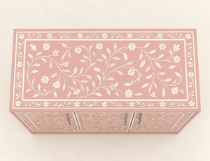Gabinete de Almacenamiento de Lujo Hecho a Mano con Incrustaciones de Hueso Rosa y Diseño Floral, Mueble de Cocina Ecológico y Ligero para el Hogar - Product Image 3