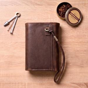 Étui de rangement vintage en cuir véritable OEM personnalisé pour 2 pipes, avec fermeture éclair et 4-6 compartiments – Fabrication usine - Product Image 3
