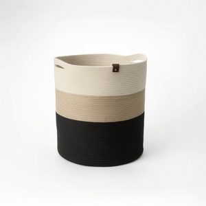 ตะกร้าจู๊ตสามสี งานฝีมือ ทำจากเชือกจู๊ตธรรมชาติ 100% คุณภาพสูง เป็นมิตรกับสิ่งแวดล้อม ตกแต่งบ้าน - Product Image 1