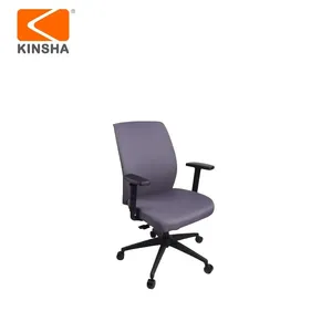 Chaise de bureau ergonomique en tissu avec dossier solide, pivotante, avec accoudoirs réglables, structure en métal, design contemporain - Product Image 4