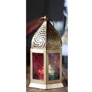 Elegante Farol de Vidrio Multicolor en Acabado Rojo, Rosa y Amarillo, Decoración para Bodas y Hogar, Farol Más Vendido - Product Image 1