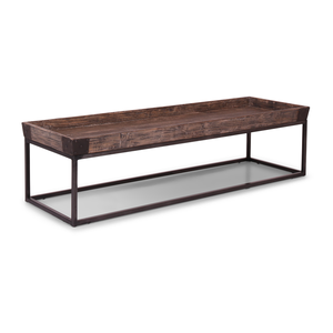 Jolie Rustic Wooden Coffee <b>Table</b> Industrial Metal Frame <b>Reclaimed</b> Wood Tray Top Contemporary Farmhouse Living Room Furniture - Product Image 2