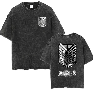 Custom Cotton Oversized <b>T</b> Shirt Japanese Fish Graphic Design <b>Back</b> Print Streetwear Loose Fit Unisex Fashion OEM Production - Product Image 3