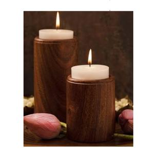 Portavelas de cristal con base de madera para velas de té, decoración única para bodas y cenas, a un precio asequible. - Product Image 3