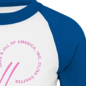 Jack and Jill White Royal Blue <b>Raglan</b> T Shirt Three Quarter Sleeve Graphic Crewneck Baseball Tee Casual Unisex <b>Top</b> for Events - Product Image 5