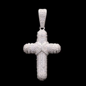 Luxury Fine Hip Hop Jewelry <b>Iced</b> <b>Out</b> VVS Moissanite 925 Sterling Silver Cross Shape Design Charm Pendant for Men Rapper Gifts - Product Image 1