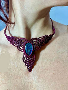 กำไลข้อมือทำมือจากเชือกถักสีเงินประดับพลอยลาบราดอไรต์ทรงหยดน้ำ สไตล์วินเทจ ปรับขนาดได้ เครื่องประดับบำบัดรักษา ของขวัญสีทอง ขายส่ง - Product Image 4