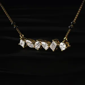 Pendentif Mangalsutra en diamant de forme mixte, cultivé en laboratoire CVD, couleur D-E, clarté VVS-VS, certifié IGI, plaqué or, pour fiançailles et mariage - Product Image 4