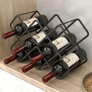 Countertop Wine Rack with Glass Holder Wood Metal Wine Bottle Display Stand <b>Tabletop</b> Wine <b>Storage</b> Shelf for Bar Home Decor - Product Image 5