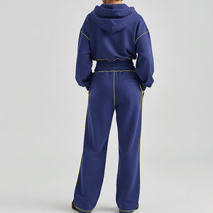 Sudadera con Capucha de Alta Calidad, 100% Algodón, Forro Polar, Invierno, Bordada, a la Moda, con Costuras en Contraste, Transpirable, para Gimnasio - Product Image 2