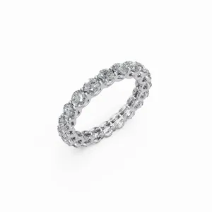Anillo de Diamantes con Certificación IGI y Claridad VVS, Anillo de Diamantes de Oro Blanco Cultivados en Laboratorio, Corte Redondo, Banda de Eternidad para Mujer - Product Image 3