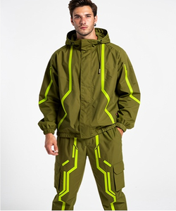 Reflective Waterproof Winter Puffer Windbreaker Set Men Women Hooded Sports <b>Jacket</b> Pants Loose Fit Outdoor Tracksuit - Product Image 1