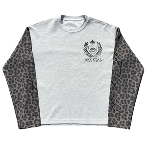 Wholesale Drop Shoulder Oversized Boxy Fit T-<b>Shirts</b> Vintage Leopard Printed <b>Waffle</b> Tshirt 100% Cotton Men's Long Sleeve <b>Shirts</b> - Product Image 1