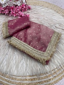 Sari en tissu mousse de créateur, Sari en dentelle royale Jari, Sari Jari Butti en mousse, Sari de cérémonie, Sari ethnique de créateur pour soirée - Product Image 3