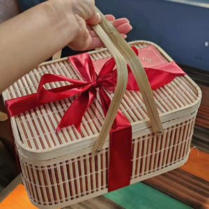 Boîte à rideaux en bambou écologique, tissée à la main, boîte de rangement pour thé, souvenirs, bijoux, petits cadeaux et décoration rustique pour la maison - Product Image 6