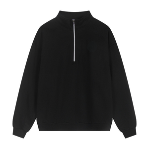 Sweat-shirt à capuche mi-zippé pour homme en mélange de coton, pull décontracté streetwear à manches longues, confortable à porter - Product Image 3