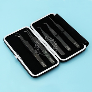 Extensiones de pestañas personalizadas profesionales japonesas de acero inoxidable 45 90 grados con punta fina bucle personalizado recto clásico Volumen de belleza - Product Image 1