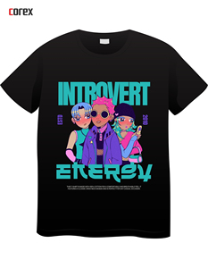 T-shirt personnalisé noir imprimé DTF pour homme et femme, nouveau design, logo personnalisé, transfert thermique en vinyle, autocollant DTF - Product Image 1