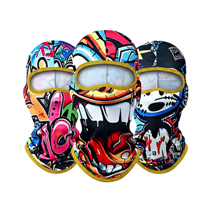 Masque facial balaclava imprimé graffiti coloré imitant un animal, unisexe, extérieur, 100% polyester, respirant, imperméable, cyclisme, enfants - Product Image 2