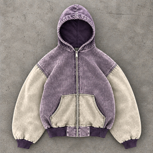 <b>Men's</b> Oversized Hooded <b>Fleece</b> <b>Jacket</b> Printed Raglan Sleeve Casual Autumn Style Blue Beige Pocket Design Breathable - Product Image 2