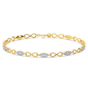 <b>Infinity</b> Leaf Diamond <b>Bracelet</b> with Yellow Gold Link Design and Marquise Cluster Accents - Product Image 1