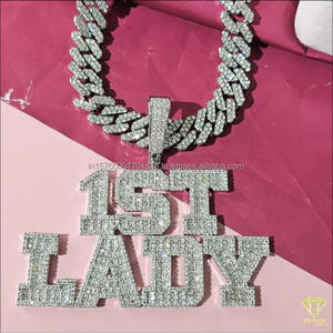 Hip Hop " 1st Lady " Pendant Necklace Moissanite Diamond <b>Iced</b> <b>Out</b> <b>Chain</b> Fashion Jewelry Gift - Product Image 5
