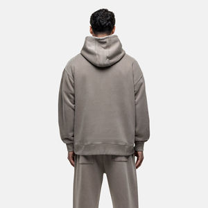 Ensemble de survêtement à capuche pour homme, manches longues, couleur unie, décontracté, 100 % coton, coupe ample, poids moyen, pour l'automne - Product Image 5