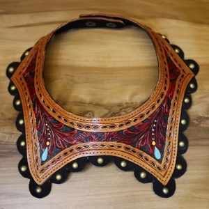 Western Style Hand Tooled Carving <b>Leather</b> Necklace Women Trendy Tooled <b>Leather</b> Western <b>Jewelry</b> Hand Tooled <b>Jewelry</b> Necklace - Product Image 1