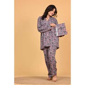 Ensemble de pyjama d'été en crêpe imprimé pour femmes, doux, respirant, confortable, élégant, vêtements de nuit décontractés, vêtements de maison, combinaison de nuit - Product Image 1