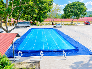 Piscina Elevada de PVC con Marco y Escalera, Piscina Azul con Cubierta y Bomba para Uso en Exteriores - Product Image 6