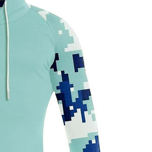 Camisa de Pesca con Capucha para Hombre, Estampado Geométrico Azul Claro, Manga Larga, Protección Solar UPF 50 Anti-UV - Product Image 2