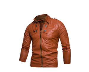 Best Quality OEM ODM HOMIZON ENTERPRISES HE-LJ-07 Unisex Genuine Cowhide <b>Leather</b> Casual <b>Winter</b> <b>Jacket</b> Stand Front Waterproof - Product Image 4