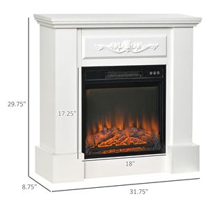 Caminetto Elettrico Bianco da 32 Pollici con Fiamma LED, Riscaldatore Indipendente da 1400W, Protezione dal Surriscaldamento e Telecomando - Spina UK - Product Image 3