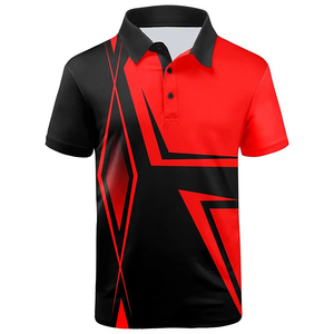 Polo Deportivo para Hombre, Manga Corta, Estampado Geométrico, Secado Rápido, 100% Poliéster Tejido, Diseño Rojo y Negro - Product Image 4