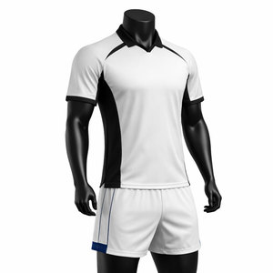 Ensemble de maillots de volley-ball d'hiver bleus personnalisés imprimés par transfert thermique, unisexe, manches courtes, évacuation de l'humidité, coupe athlétique, service OEM - Product Image 6