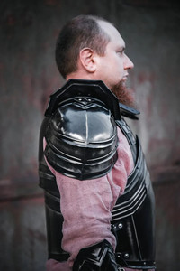 Black Polished Iron Knight Armor Suit Medieval Gothic Chestplate Religious Theme Cosplay Halloween Costume Art Collectible - Product Image 2